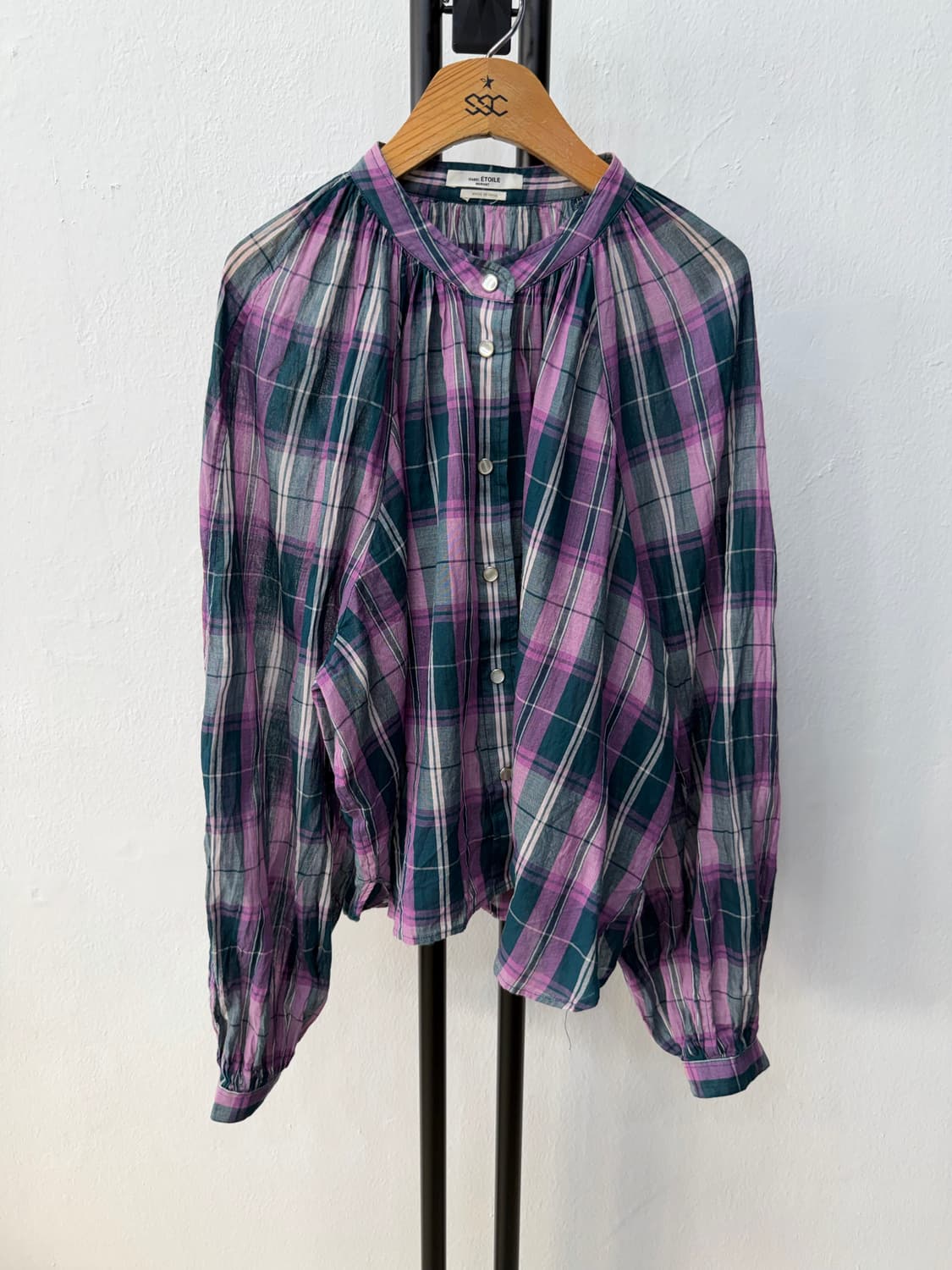 정품) 이자벨마랑 오버사이즈 체크 블라우스 셔츠 40  상품이미지1