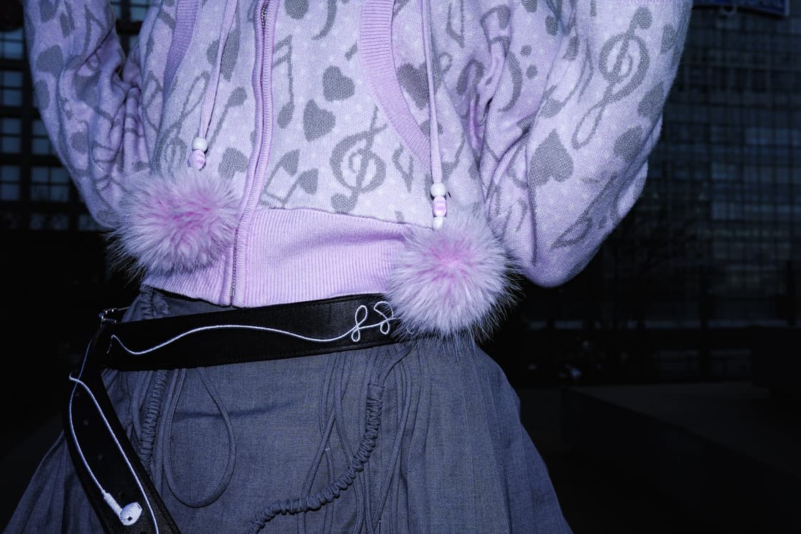 멜로디 폼폼 니트 후드집업 상품이미지3