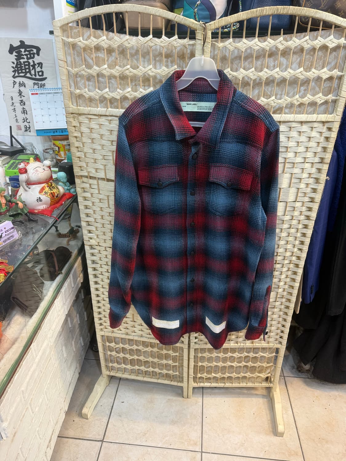 100-105 정품 오프화이트 애로우 프린트 체크 오버셔츠 팝니다 상품이미지1