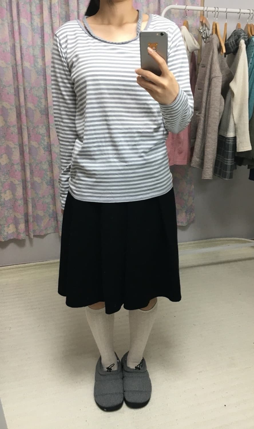 블랙 울 미디 스커트 상품이미지2