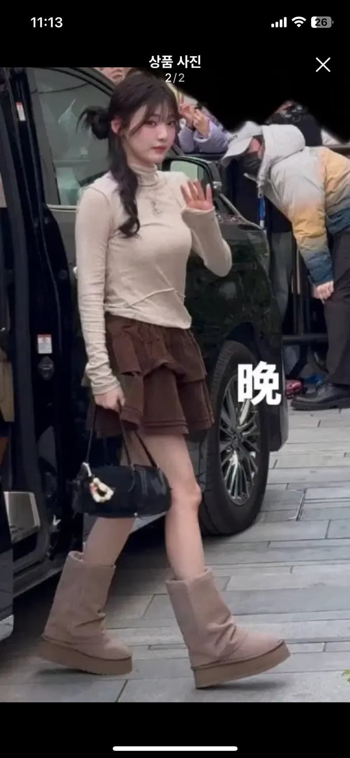 락피쉬웨더웨어 맥시 미들 부츠 코코아 240 에스파 닝닝 착용 상품이미지2