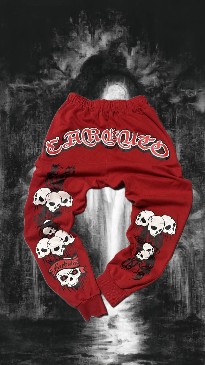 펑크 해골 레터링 조거팬츠 상품이미지2