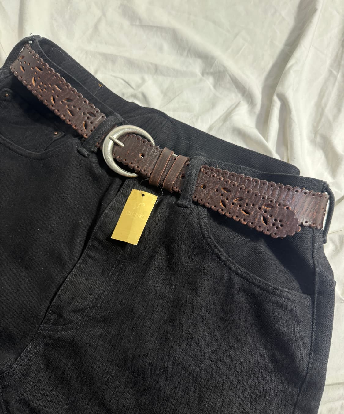 에드윈 플로럴 펀칭 웨스턴 카우 레더 벨트 상품이미지1