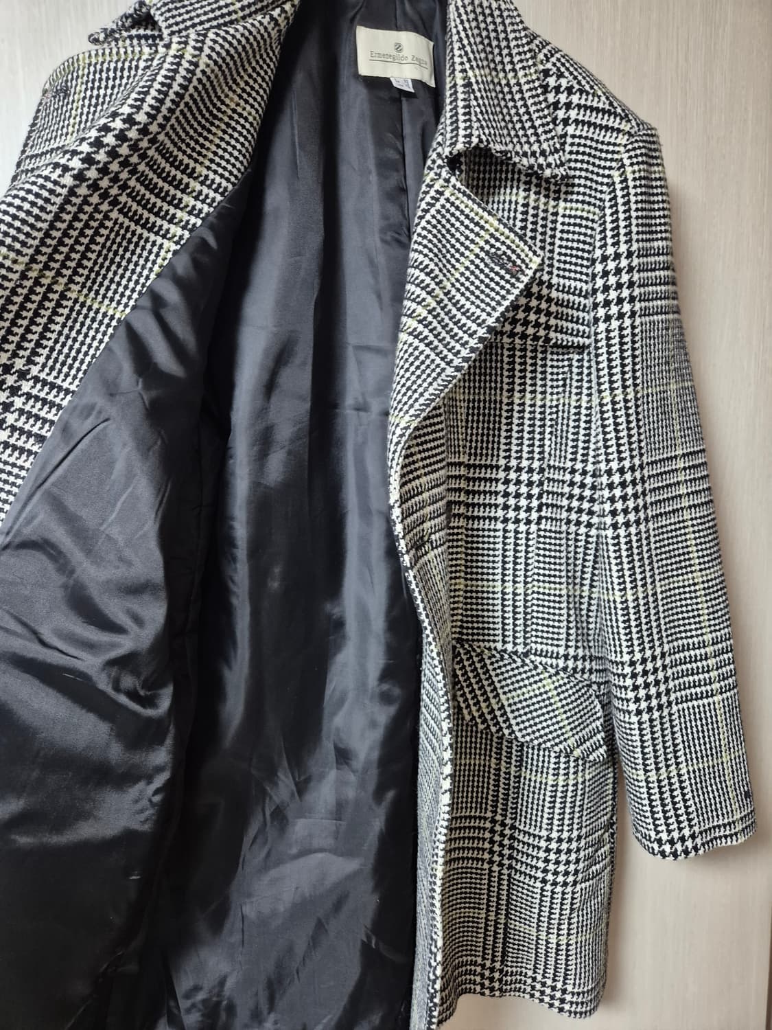 에르메네질도제냐 체크 울자켓 울하프코트 95 남성 상품이미지3