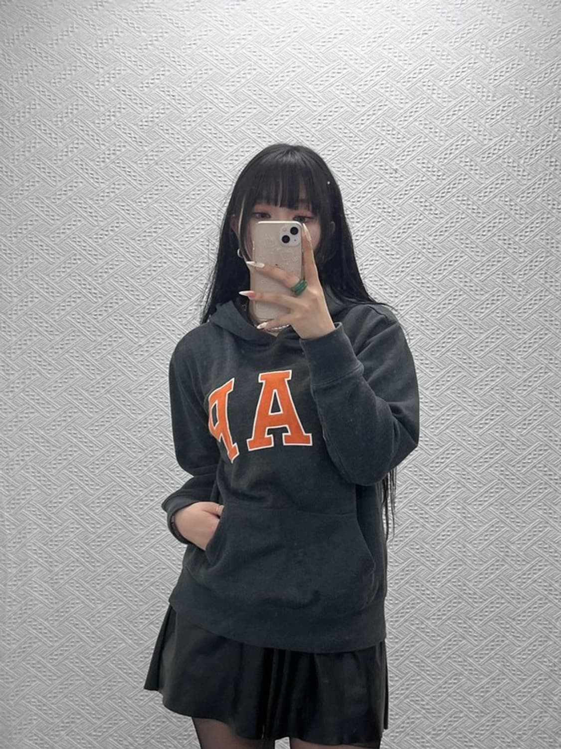 갭 올드스쿨 레트로 Y2K 오렌지 약기모 후드티 XXL C09433 상품이미지2