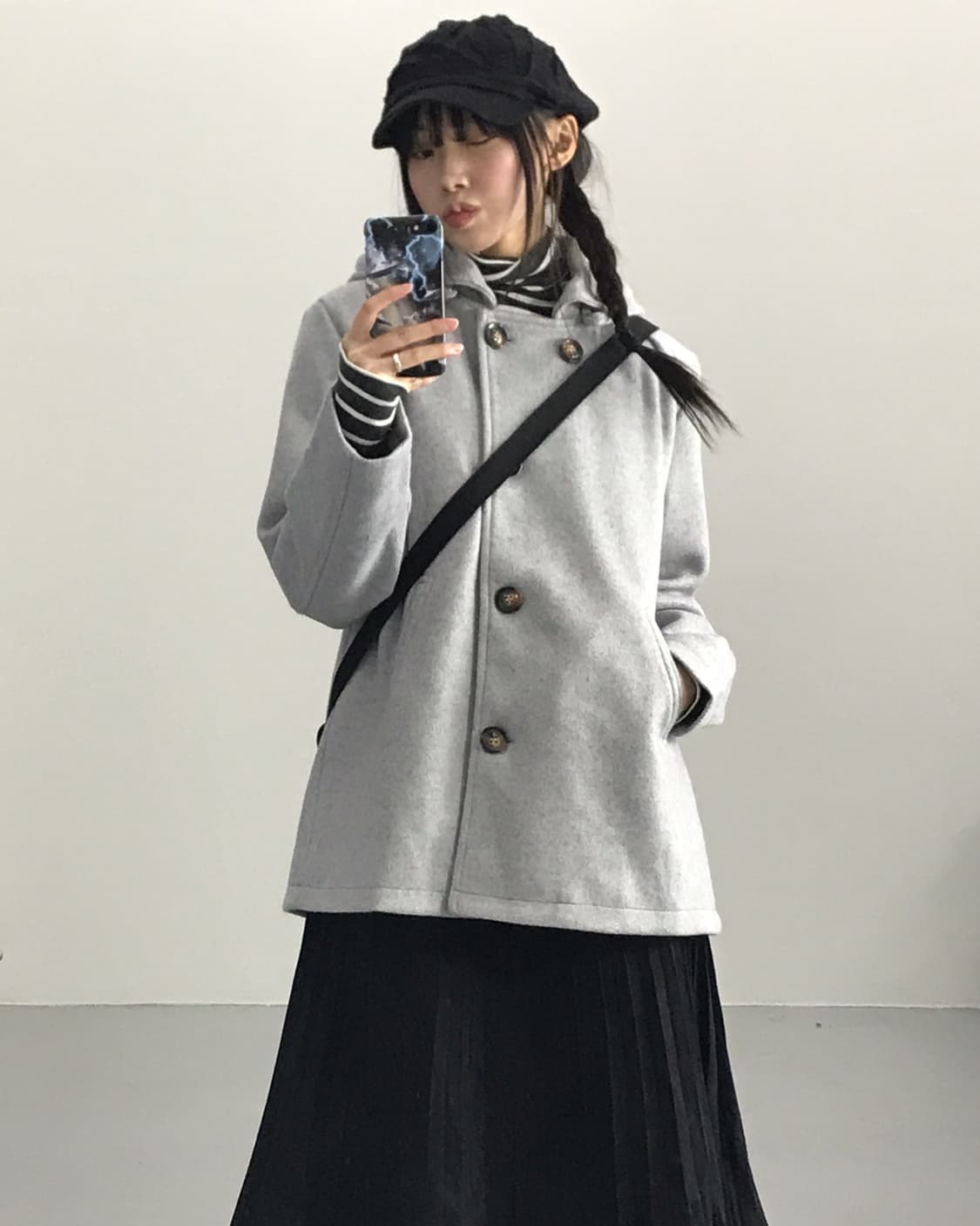 La-gemme Light Gray Hooded Coat 상품이미지3