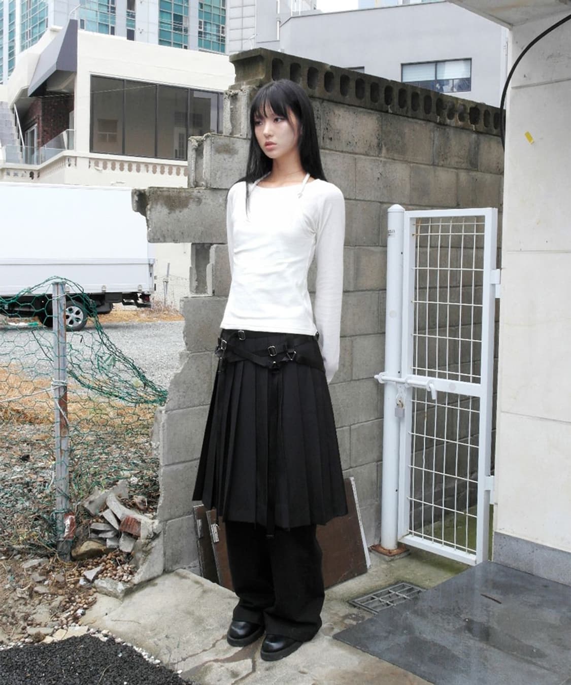 유심 youshim 본디지 플리츠 츠커트 스커트 상품이미지1