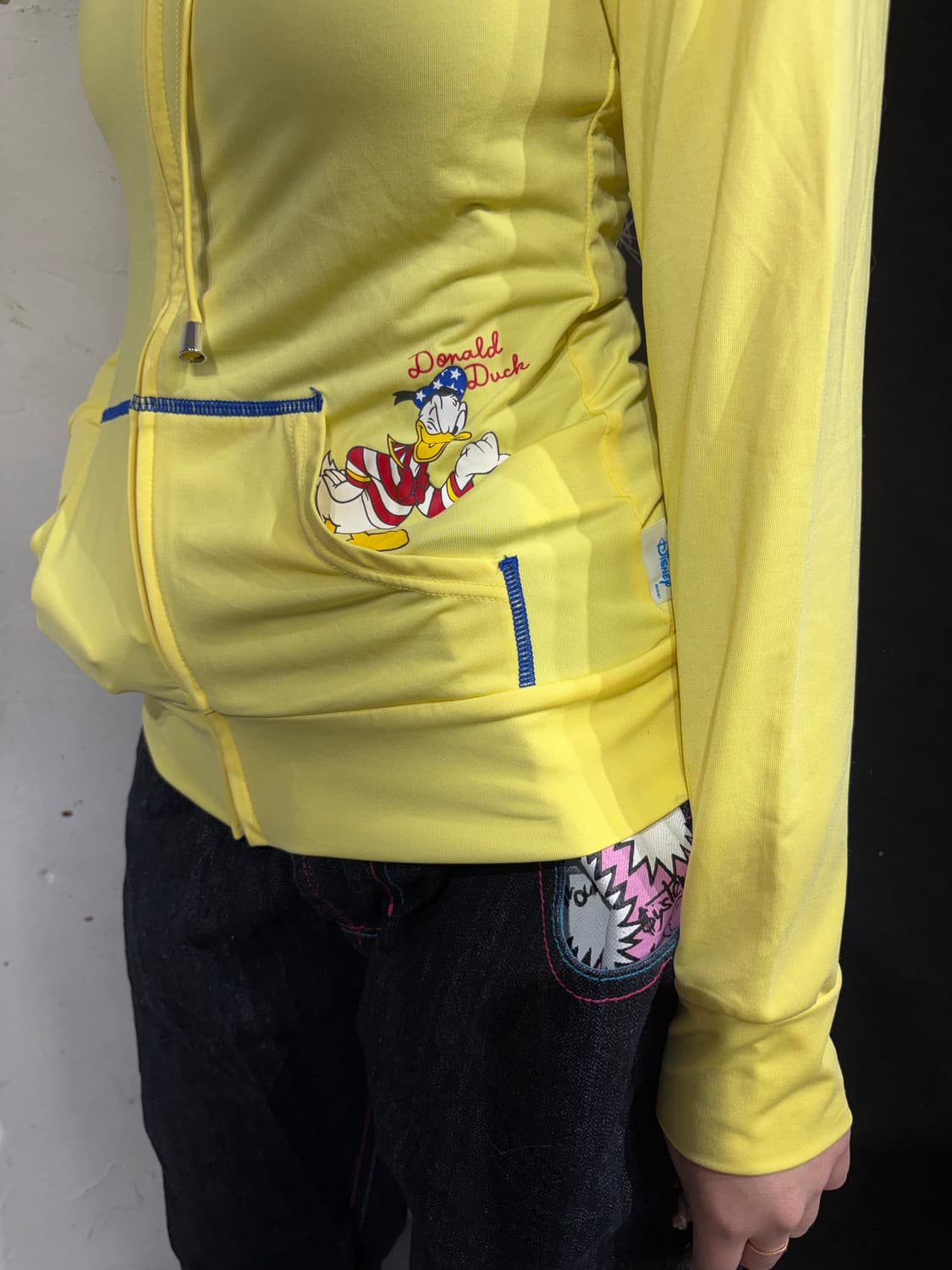JPN 일본 빈티지 Disney 딱붙핏 와투케 도널드덕 후드집업 져지 상품이미지6