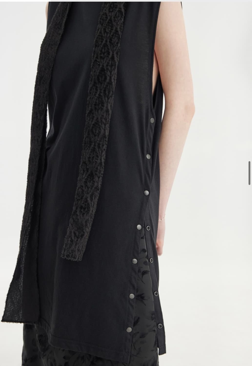 유스 사이드 스냅 슬리브리스 m 블랙, 화이트 상품이미지6