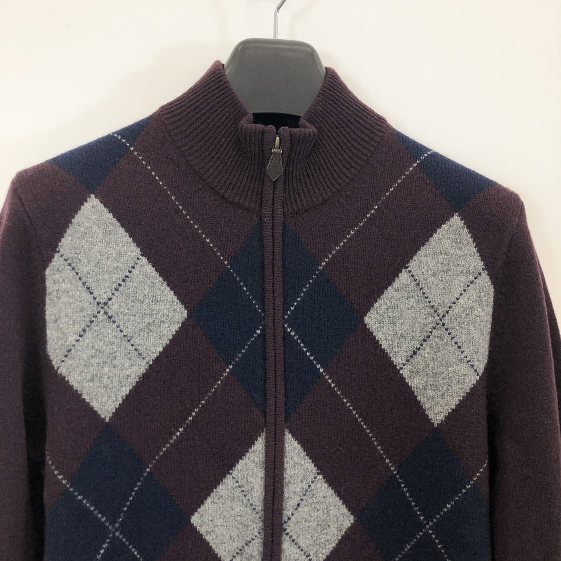 브룩스브라더스 모 100% 아가일 니트집업 S  상품이미지2