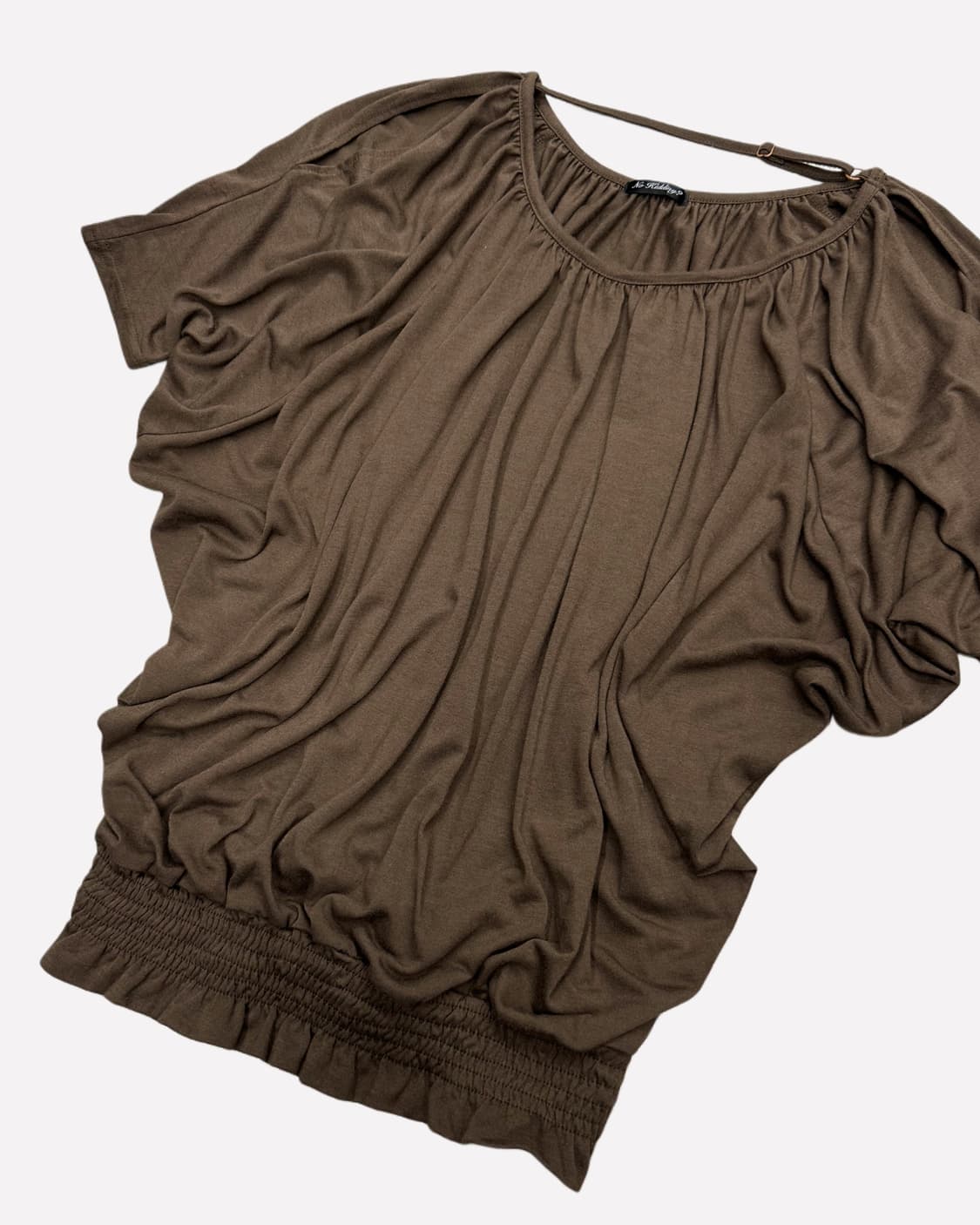 slit off-shoulder khaki t-shirt 상품이미지2