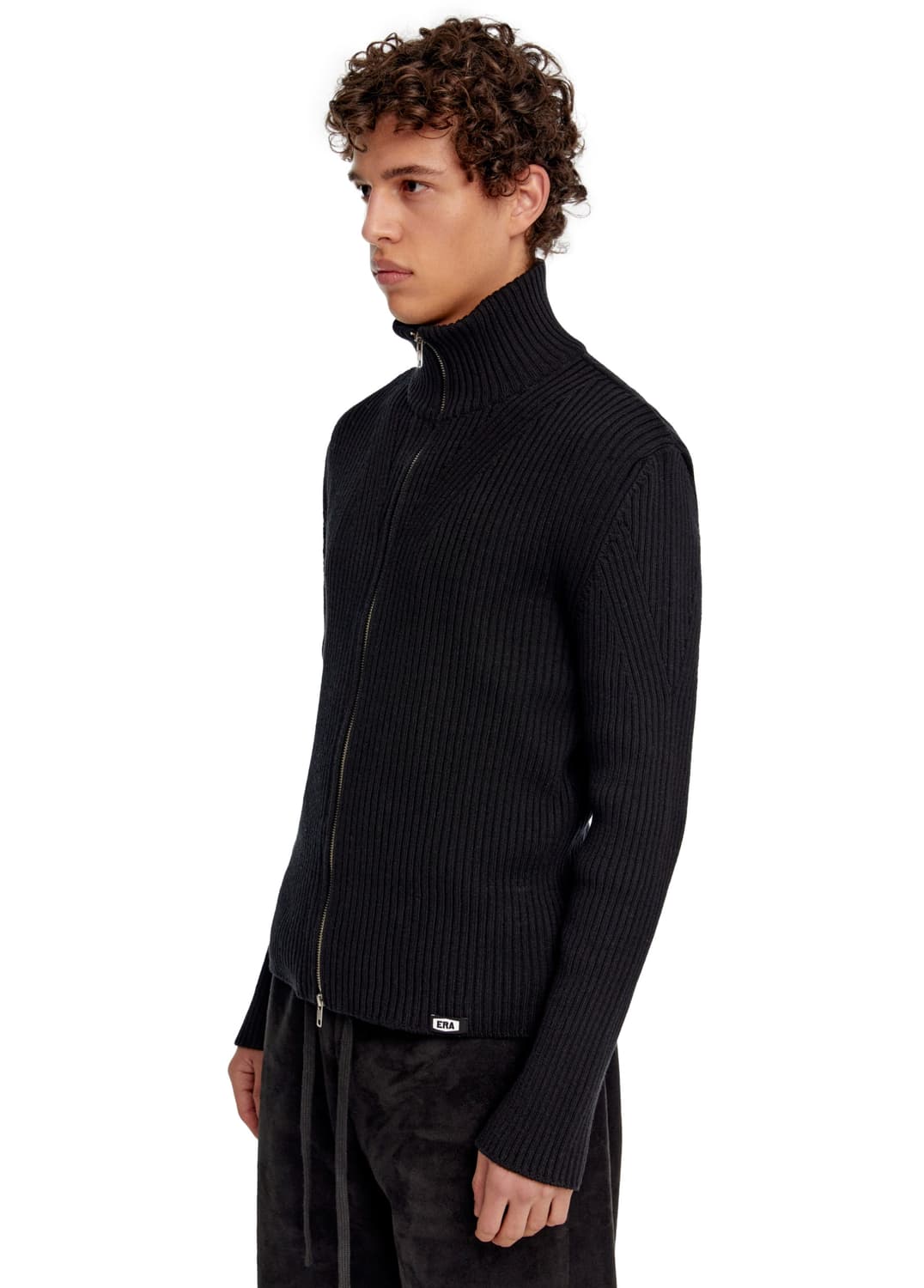 ERA 남자 블랙 니트 집업 상품이미지2
