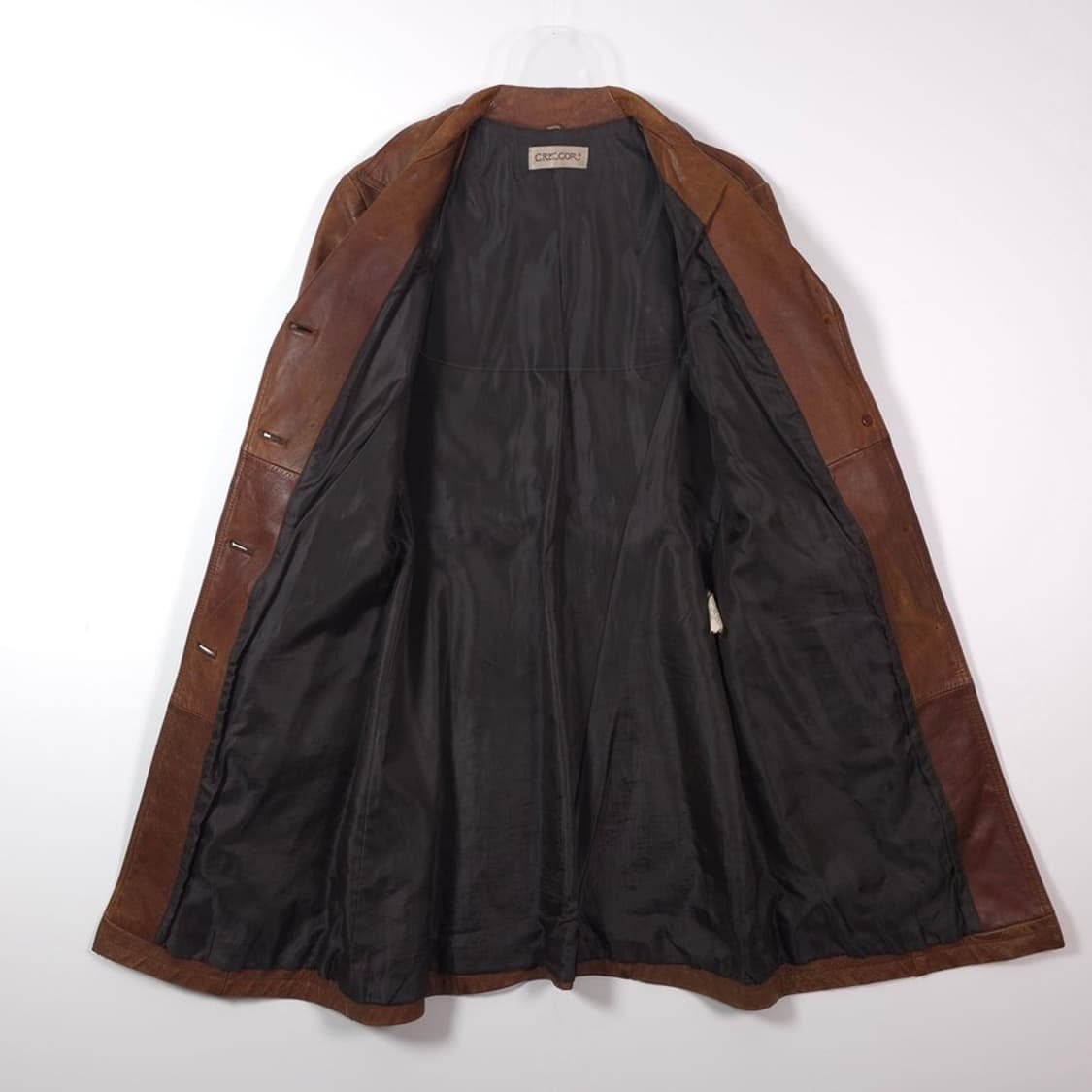 빈티지 브라운 소가죽 롱 레더 코트 66 상품이미지5