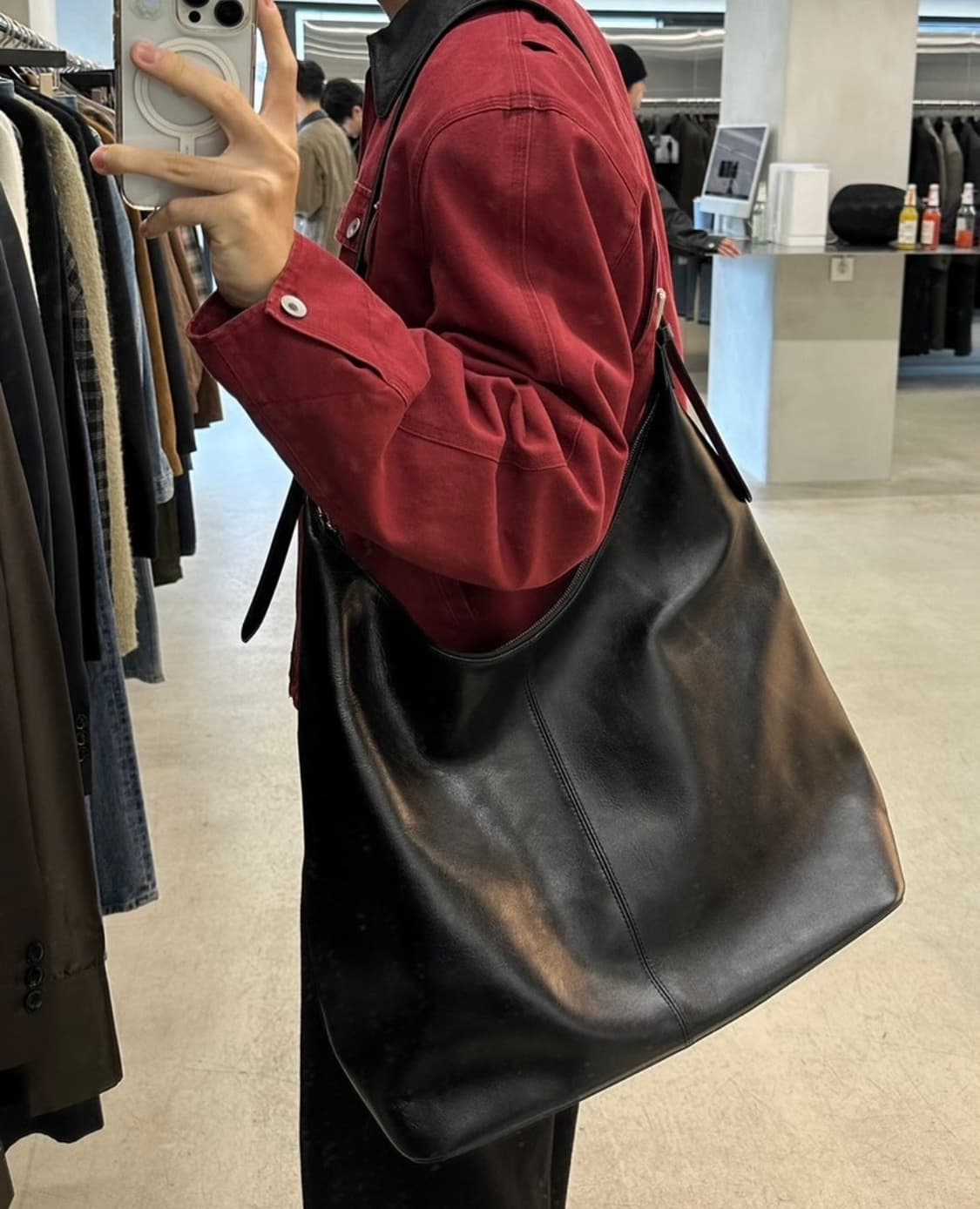 토니웩 full grain 레더 라지 숄더백 새상품 상품이미지2