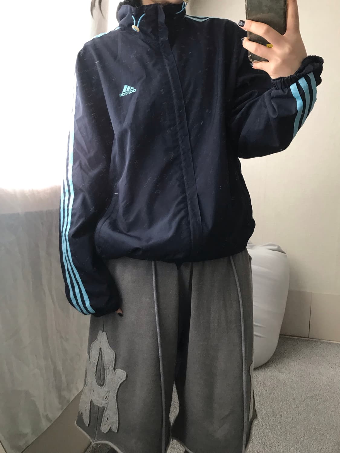 아디다스 네이비 연하늘 바람막이 상품이미지3