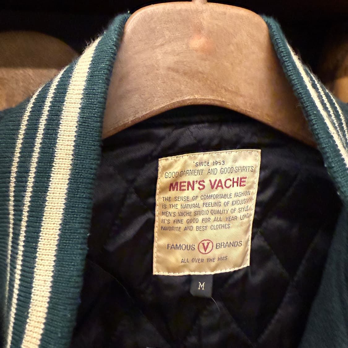 90s 맨즈 바슈 클럽 엠브로이드 울 레더 바시티 자켓 딥그린 N856  상품이미지5