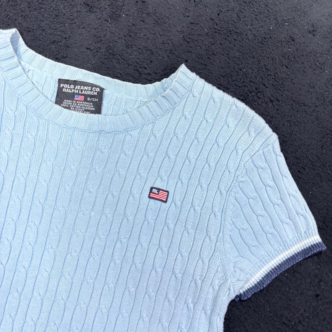우먼S 폴로 랄프로렌 진스 스카이블루 꽈배기 반팔니트 상품이미지3