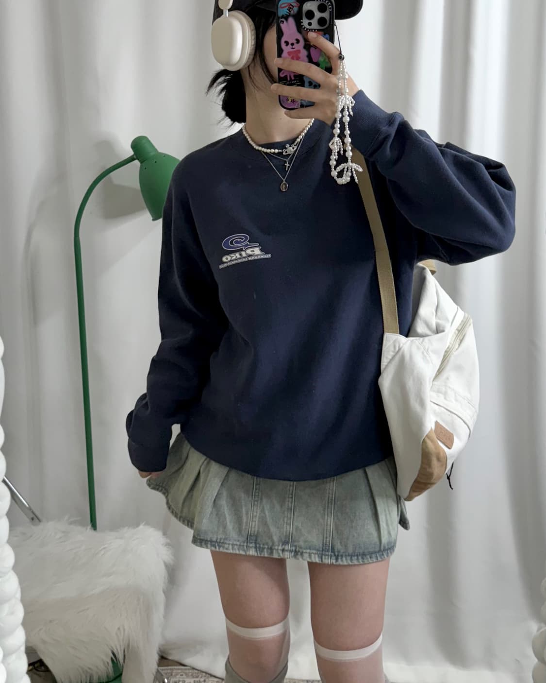 피코 네이비 오버핏 프린팅 맨투맨  상품이미지10