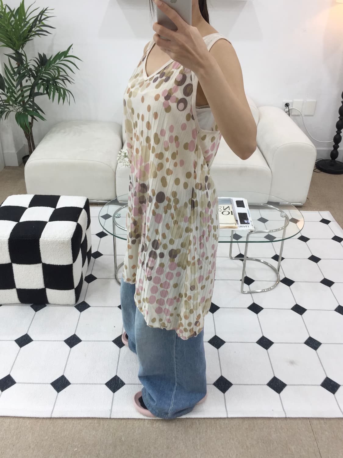 도트 레이어드 언발란스 원피스 상품이미지6