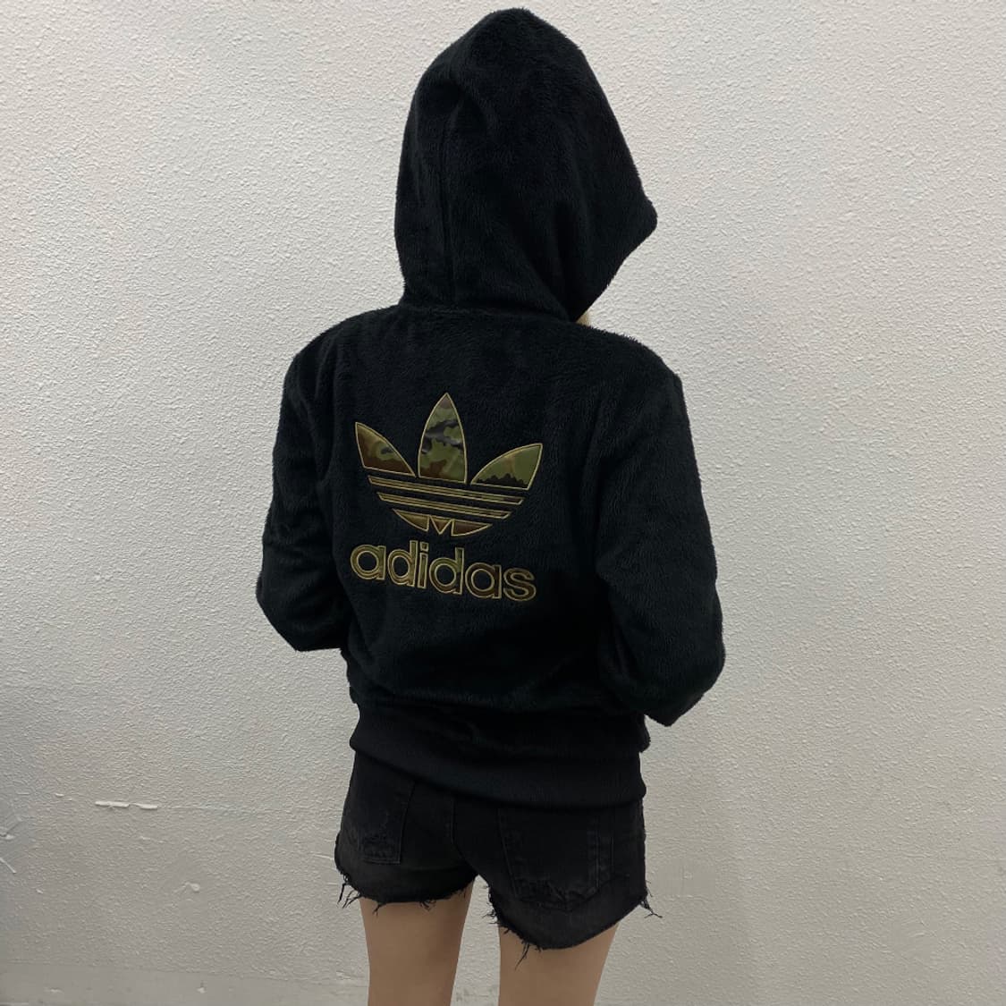 아디다스 카모포인트 블랙 셰르파 후드집업 L 상품이미지2