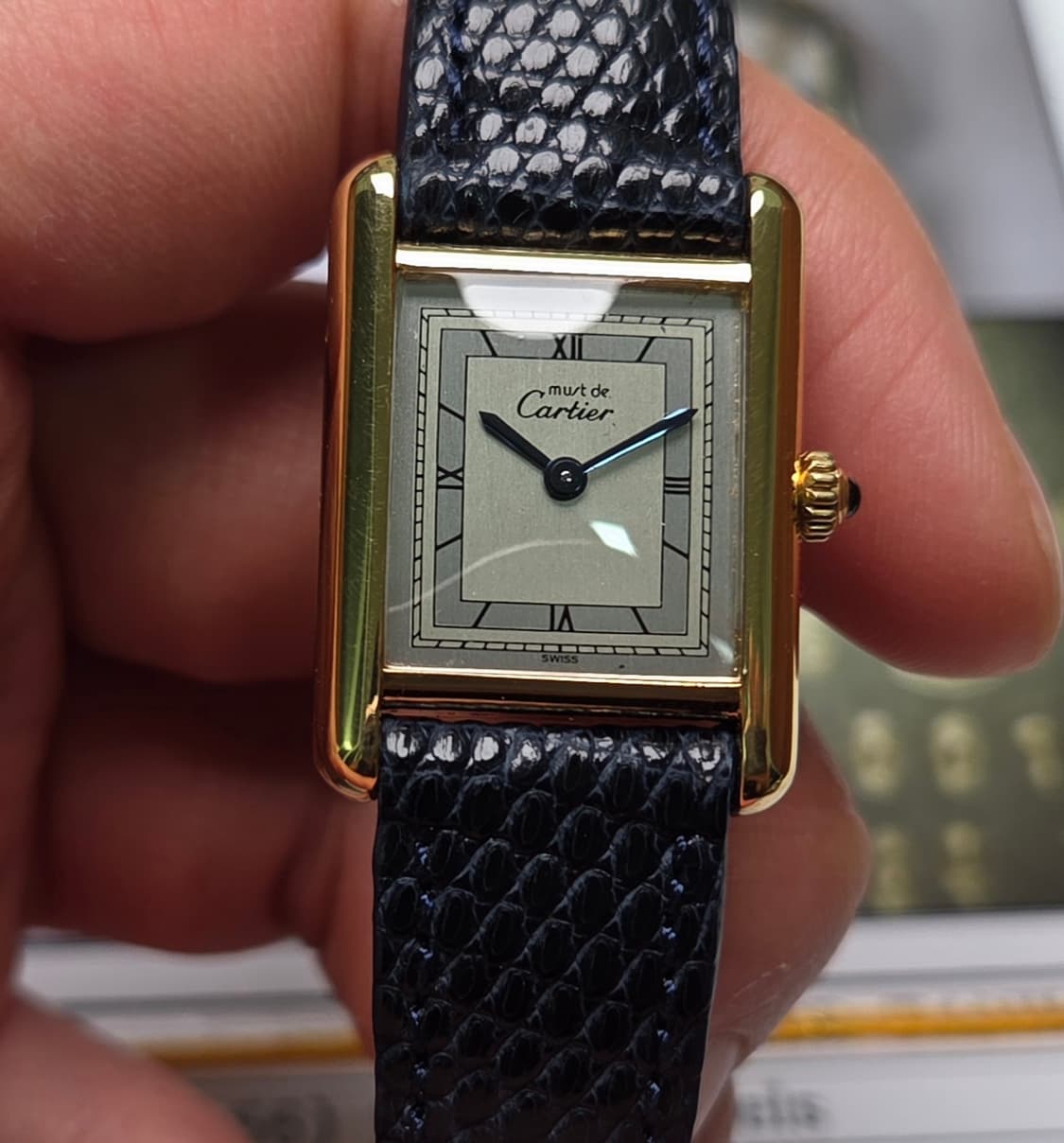 빈티지 까르띠에 머스트드 탱크 오리지널 희귀 실버로만 쿼츠 여성용 (감정 상품이미지3