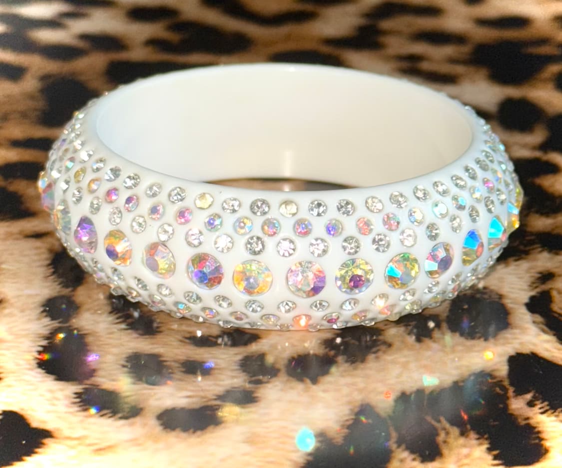 시부야 갸루 화이트 큐빅 뱅글 팔찌 상품이미지1