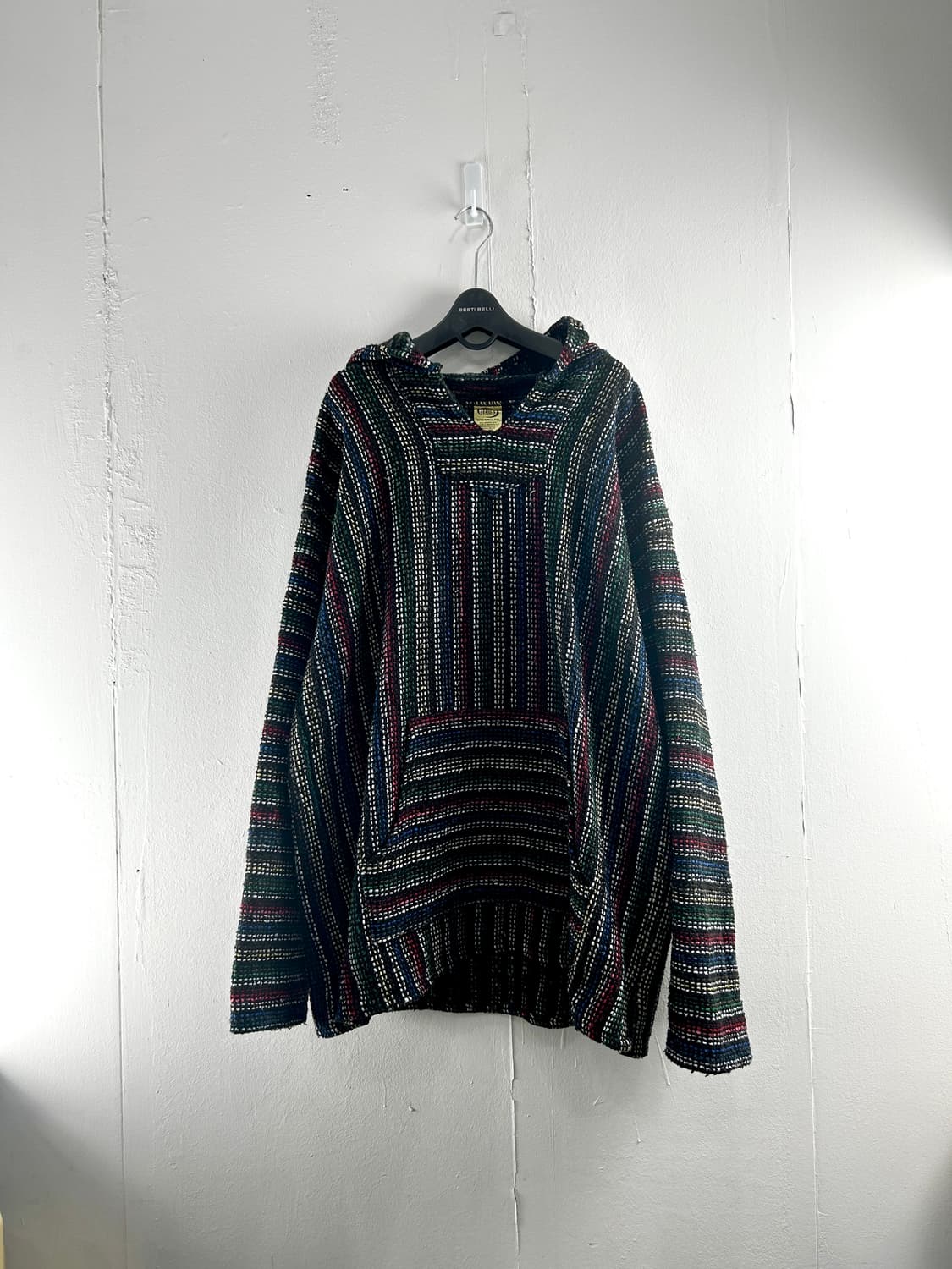 Franks Textiles 멕시코 빈티지 바하 니트 후드티 XXL 판쵸 상품이미지1