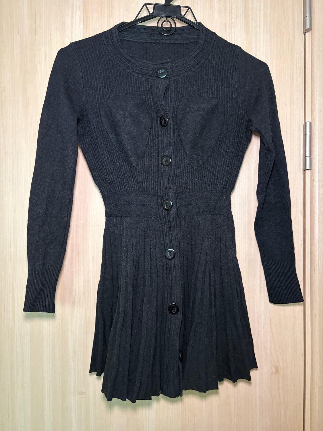 니트 플리츠 원피스 블랙 xs 상품이미지3