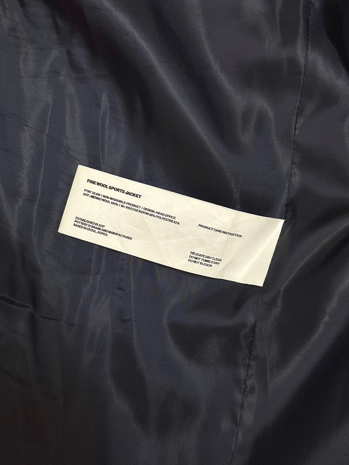 포터리 다크 네이비 멜톤 울 스포츠 셋업 3사이즈 상품이미지3