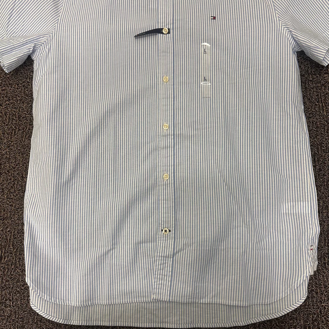 [새상품] 타미힐피거 스트라이프 반팔 셔츠 하늘색 L 상품이미지5