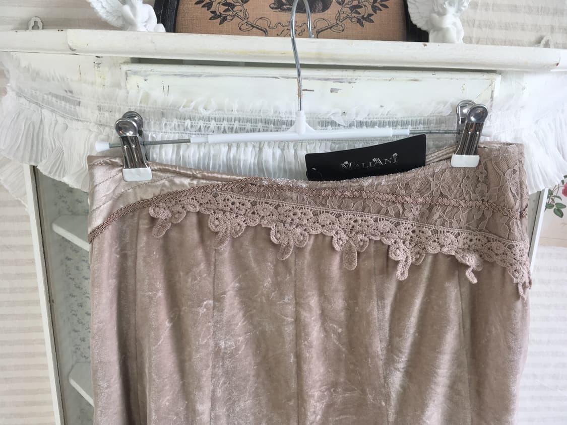 jpn vintage 레이스 벨루아 미디 스커트 상품이미지3