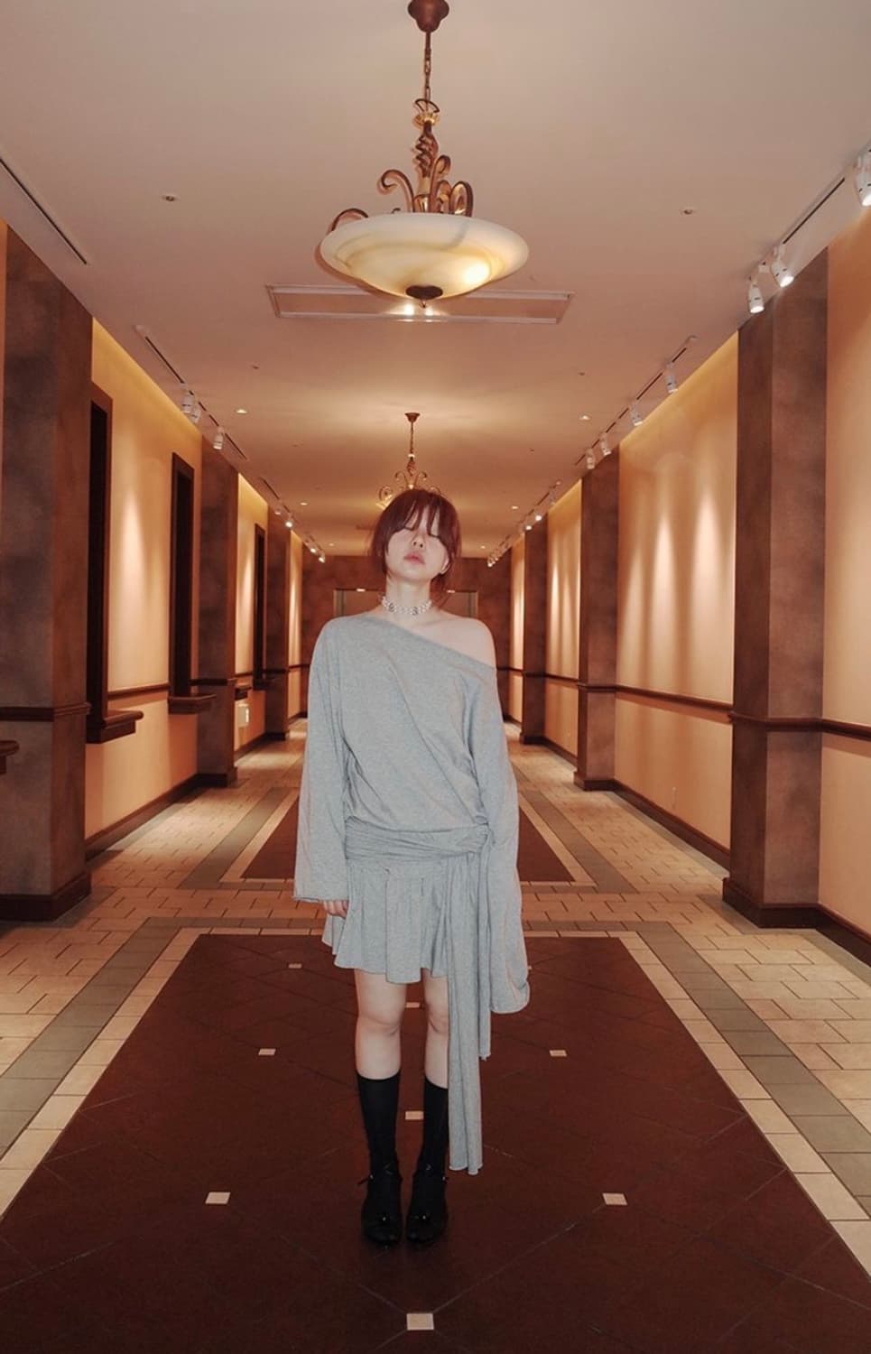 프레클 loose cutting tee,bow frill skirt 세트 상품이미지2