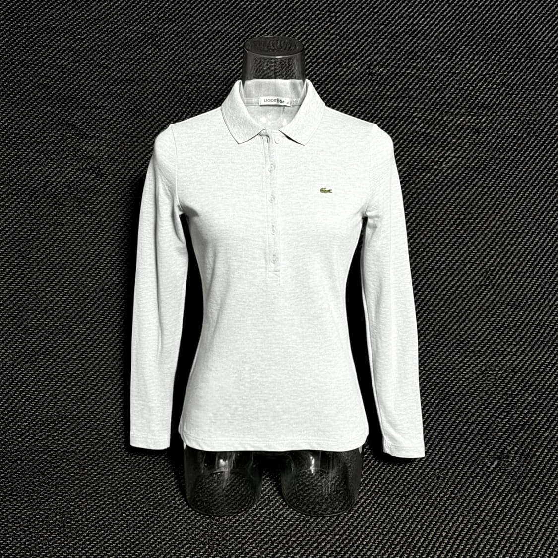 [S] Lacoste 라코스테 우먼즈 라이트그레이 긴팔 카라티 상품이미지2