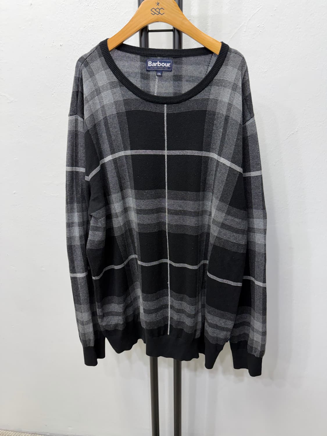 정품) 바버 남성 체크 패턴 니트 XXL  상품이미지1