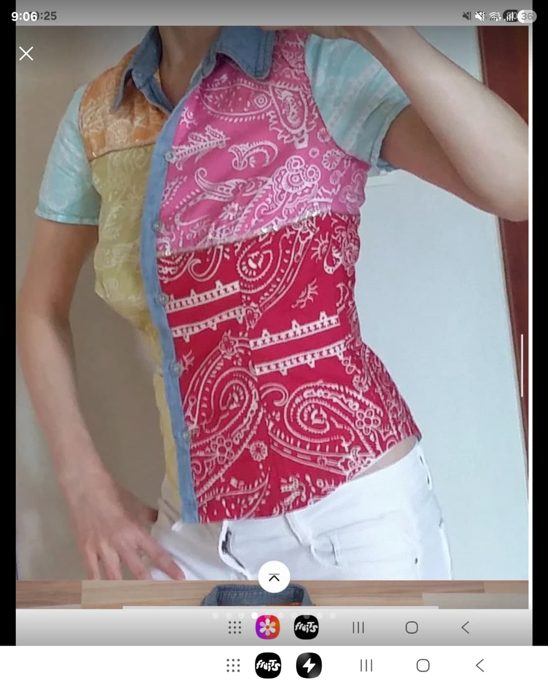 오일릴리  패치워크 스팽글 셔츠 상품이미지4