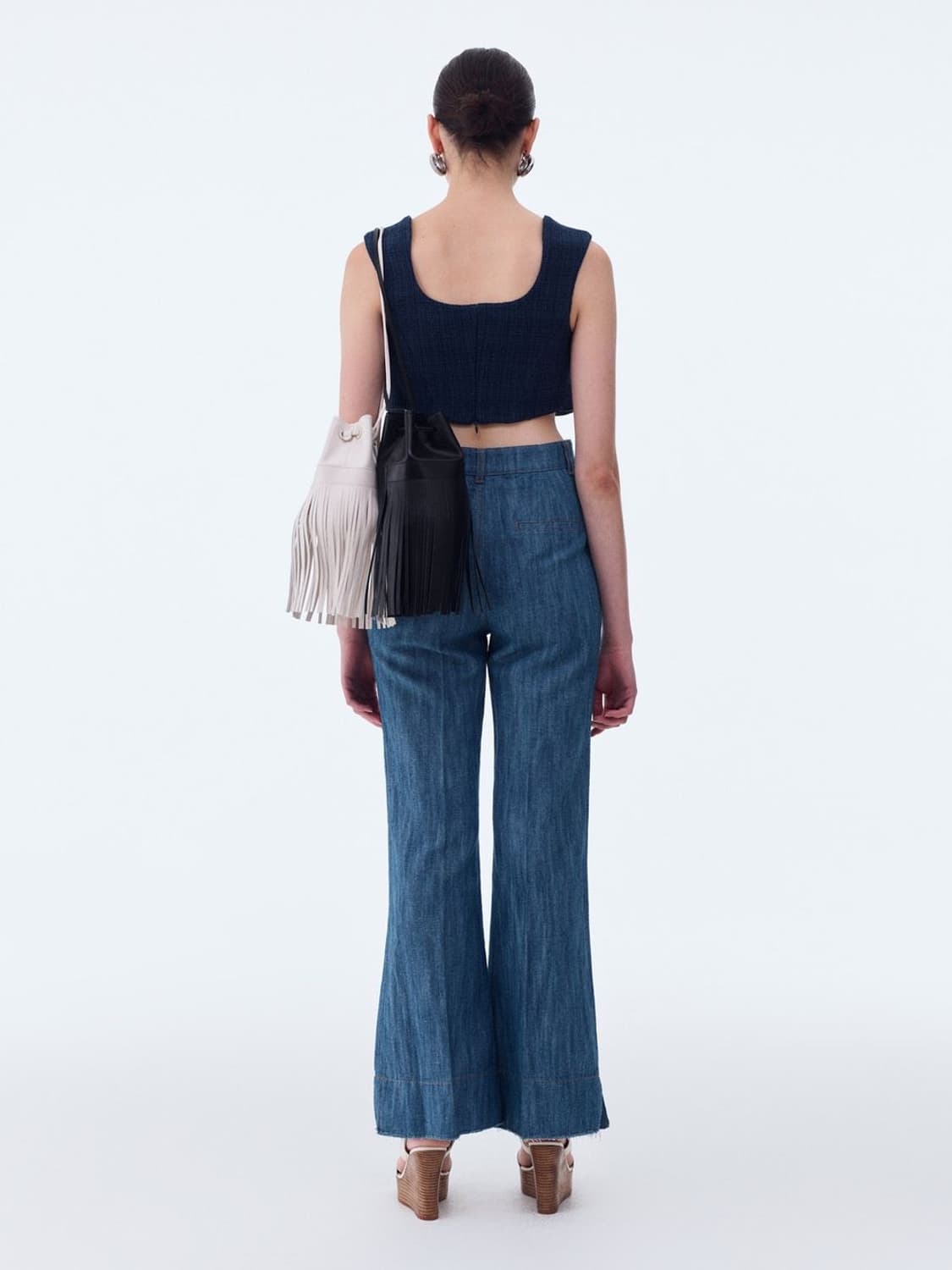 렉토 트위드 커브드 넥 크롭 탑 상품이미지4