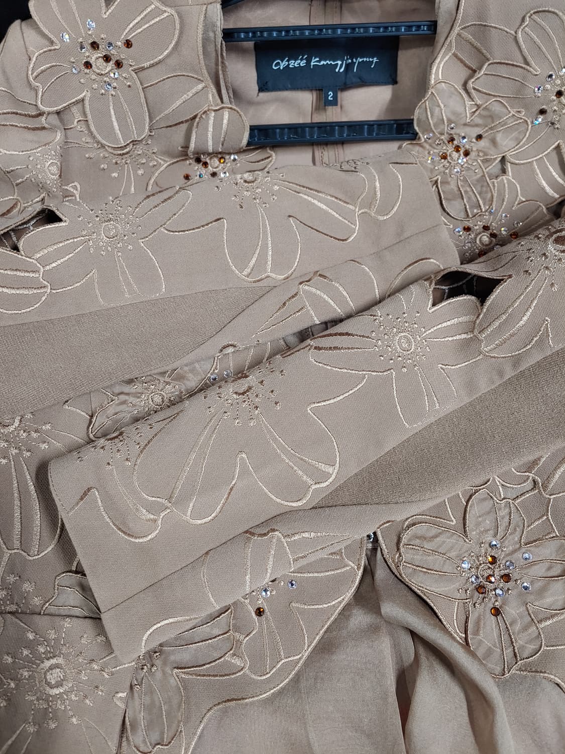 오브제 강진영  플라워 자수 자켓 브라운 66 상품이미지4