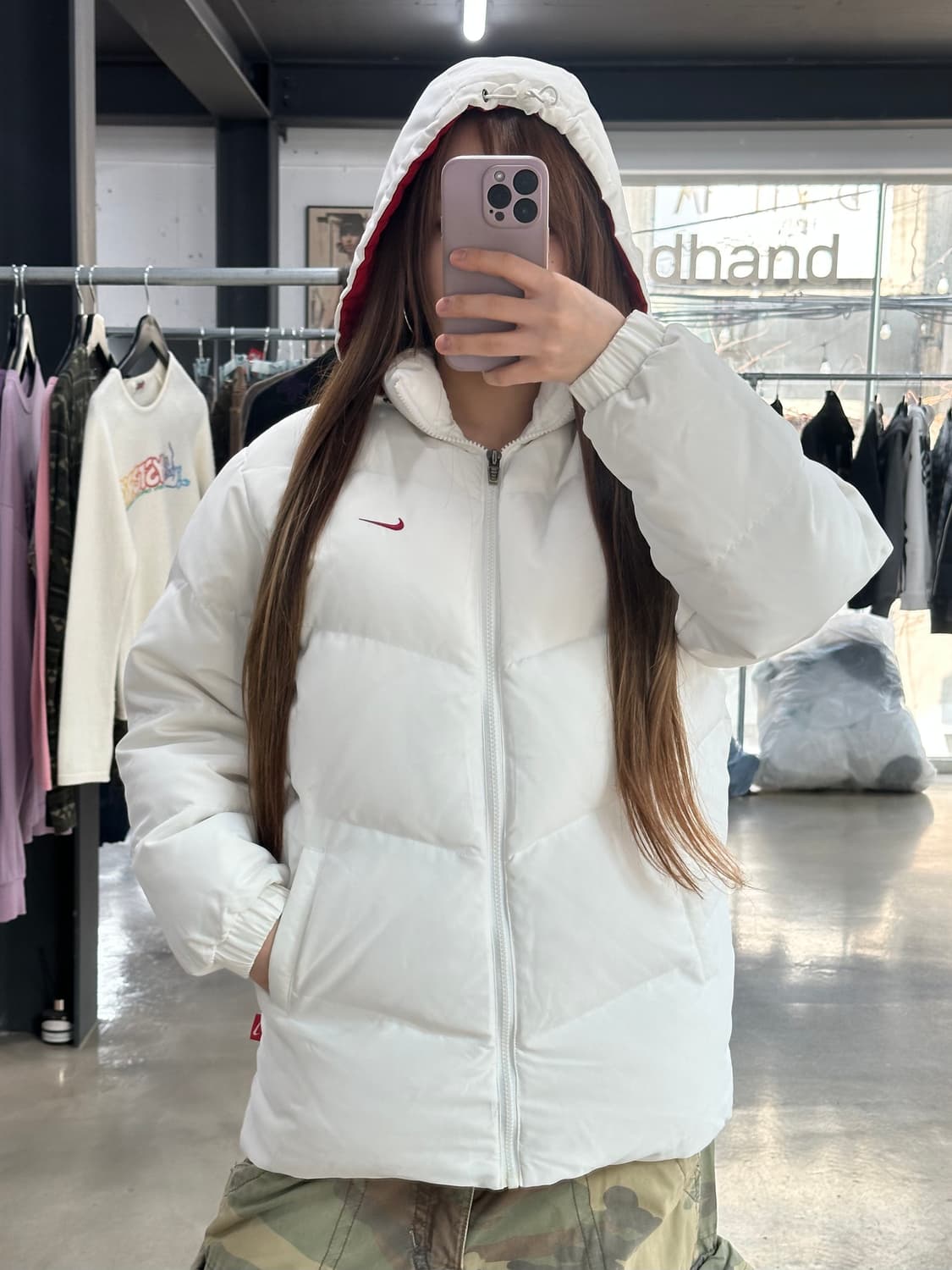 나이키 뉴챔프 스우시 패딩 화이트 상품이미지2