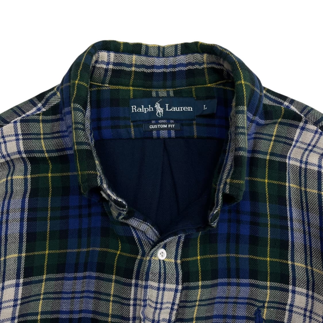 폴로 랄프로렌 네이비포니 타탄체크 린넨 셔츠 L 상품이미지5