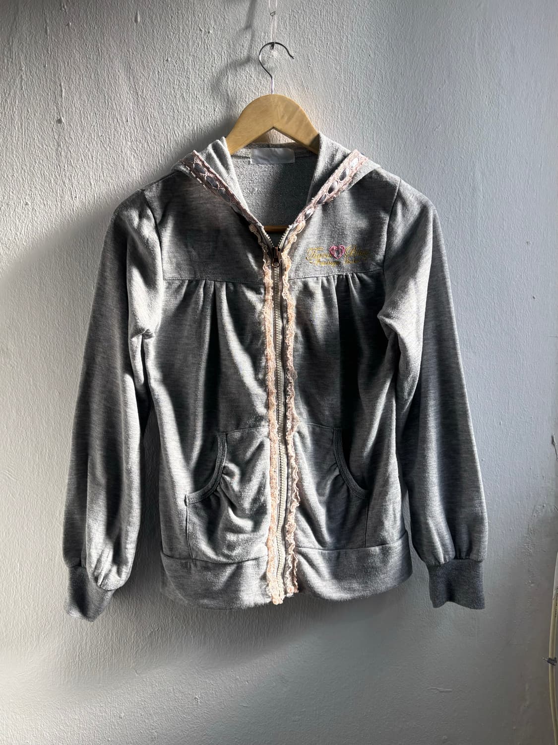 Japanese Vintage Gray Lace Hood Zip-up 상품이미지3