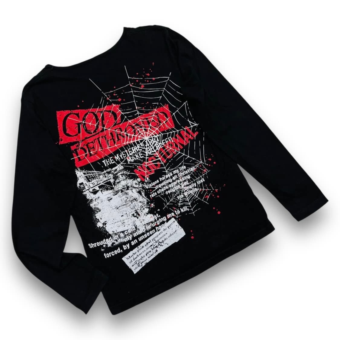 펑크 GoD 스파이더 레터링 아트 롱 슬리브 상품이미지1
