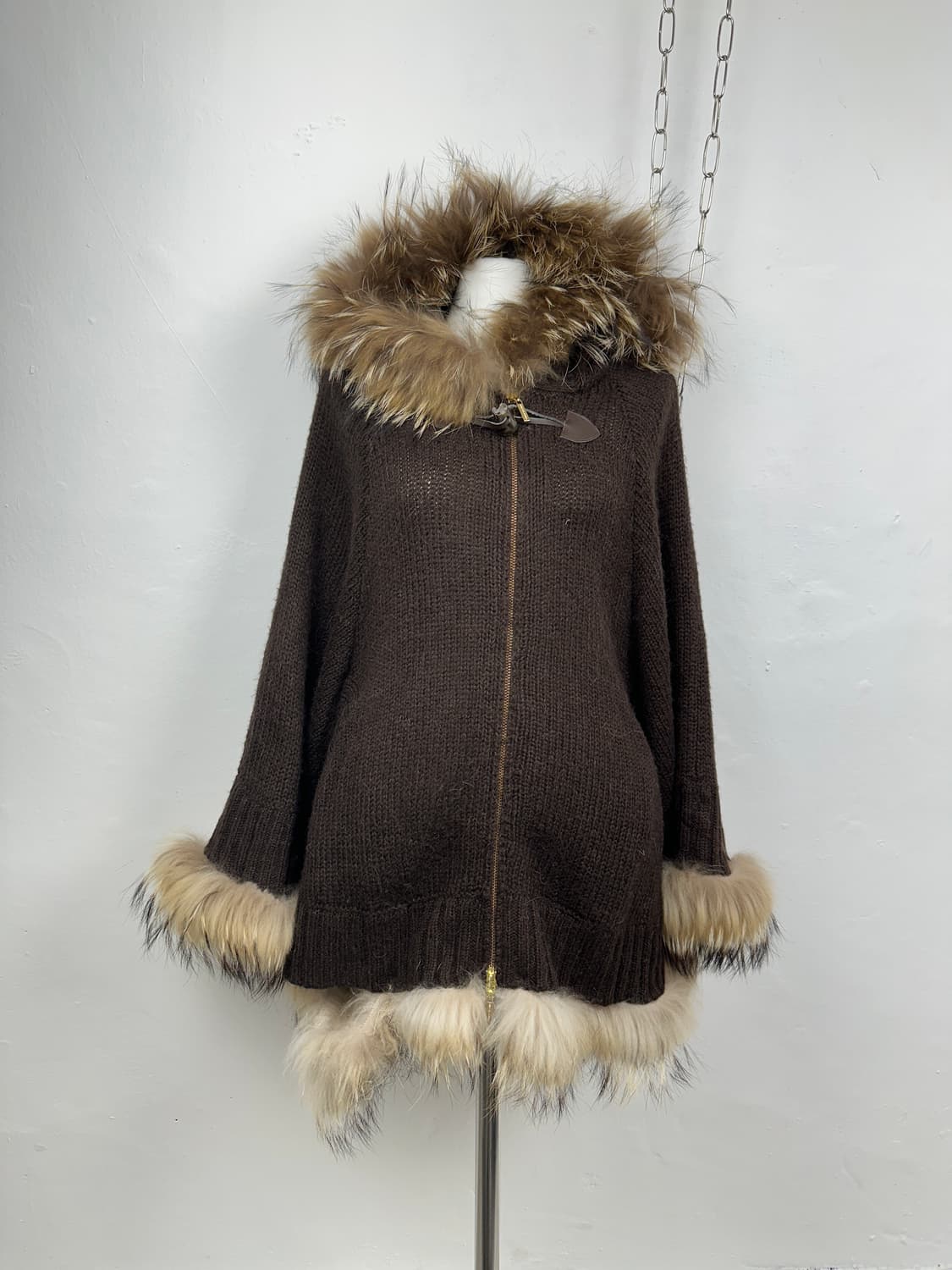 JPN fur trimming drape cape hoodie 상품이미지3