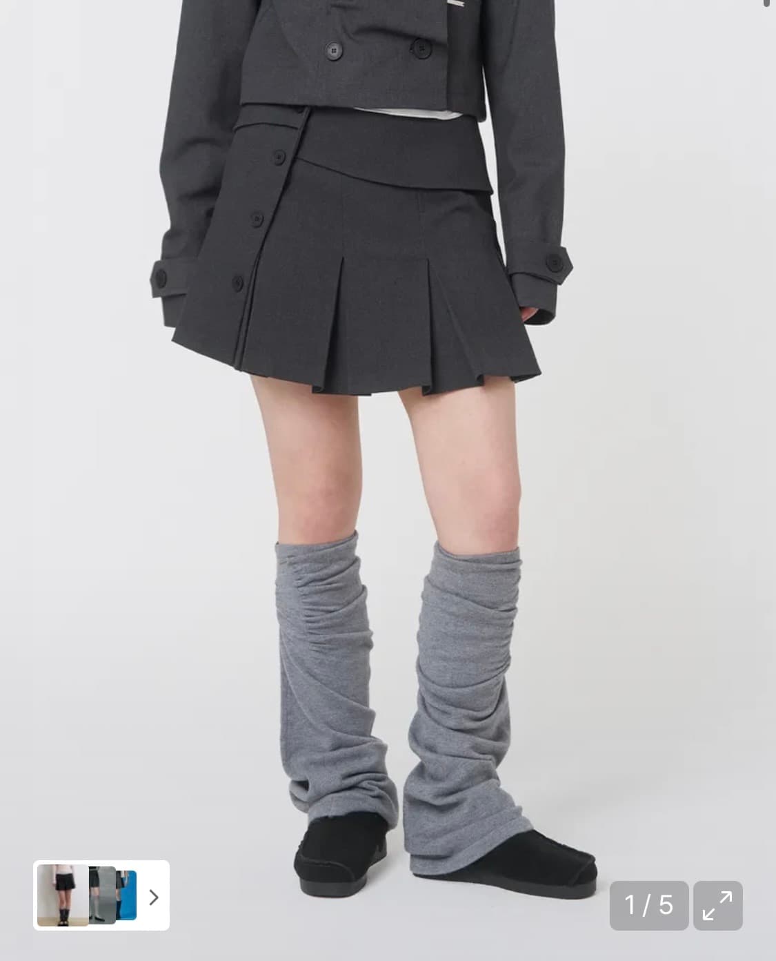 택o) 새상품) 미세키서울 플리츠 랩 미니스커트 차콜 상품이미지1