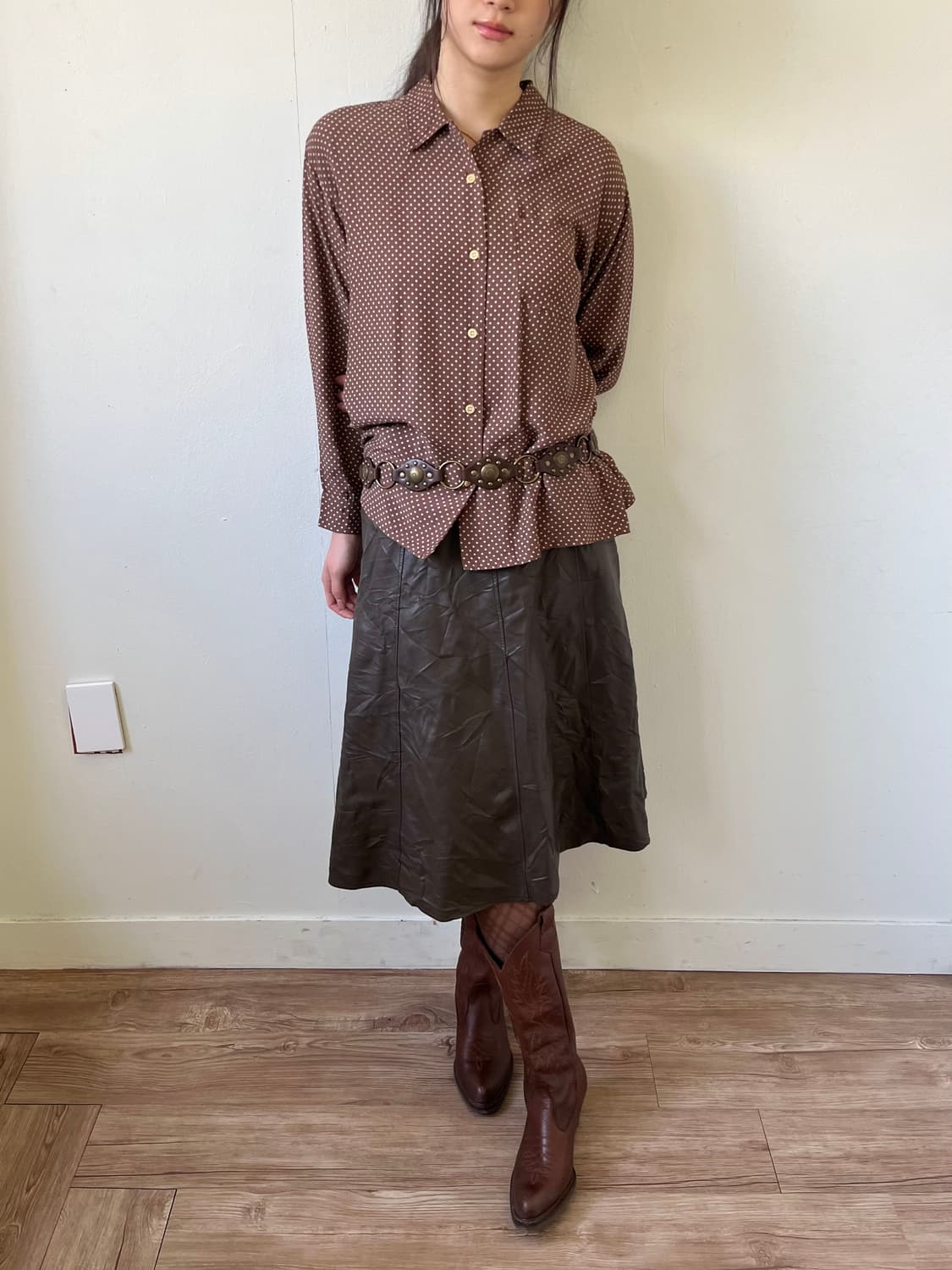 Japan vtg 페이크 레더 스커트 상품이미지5