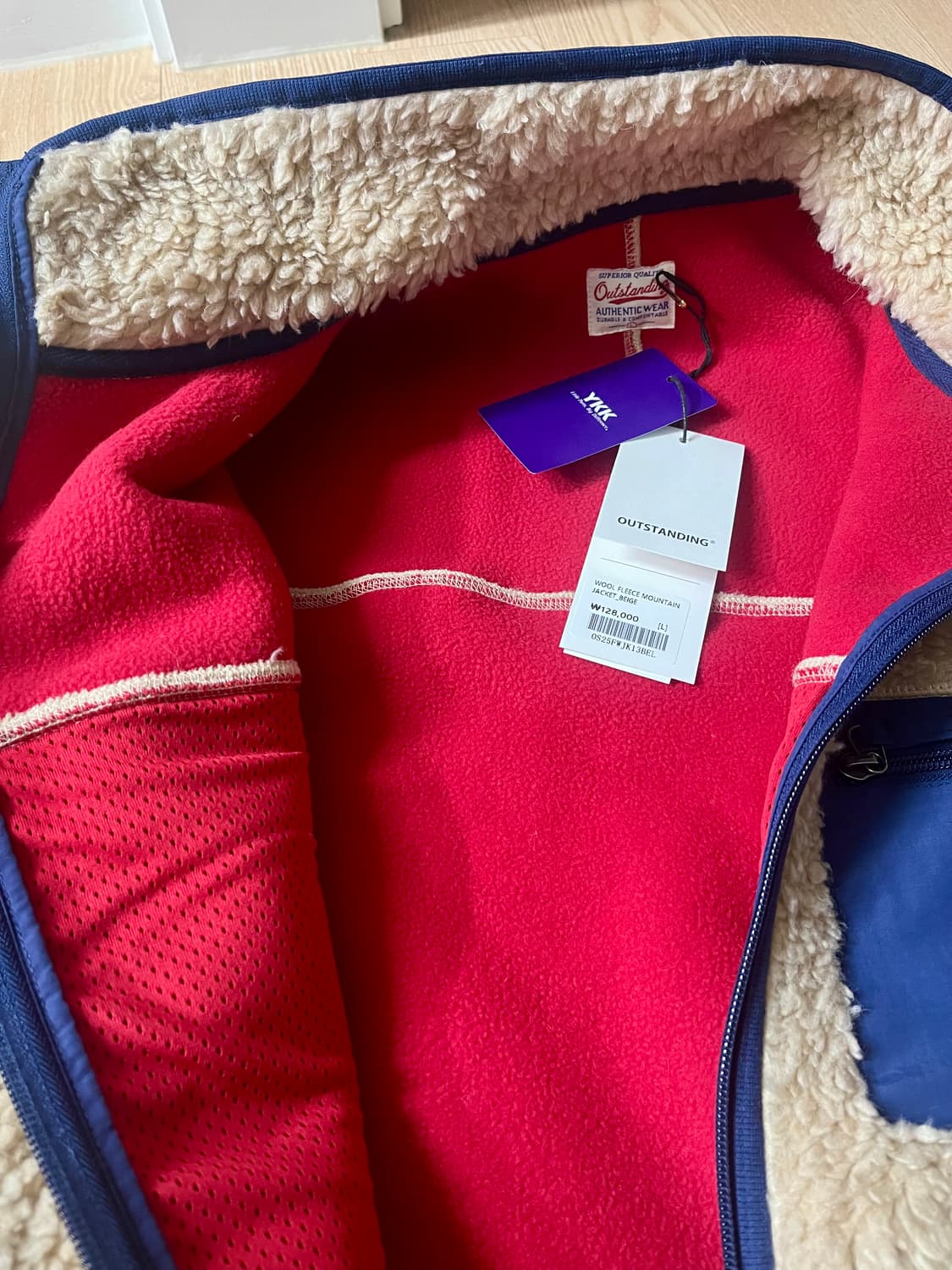 새상품))아웃스탠딩 울 플리스 마운틴 자켓 베이지 L(105~110) 상품이미지8