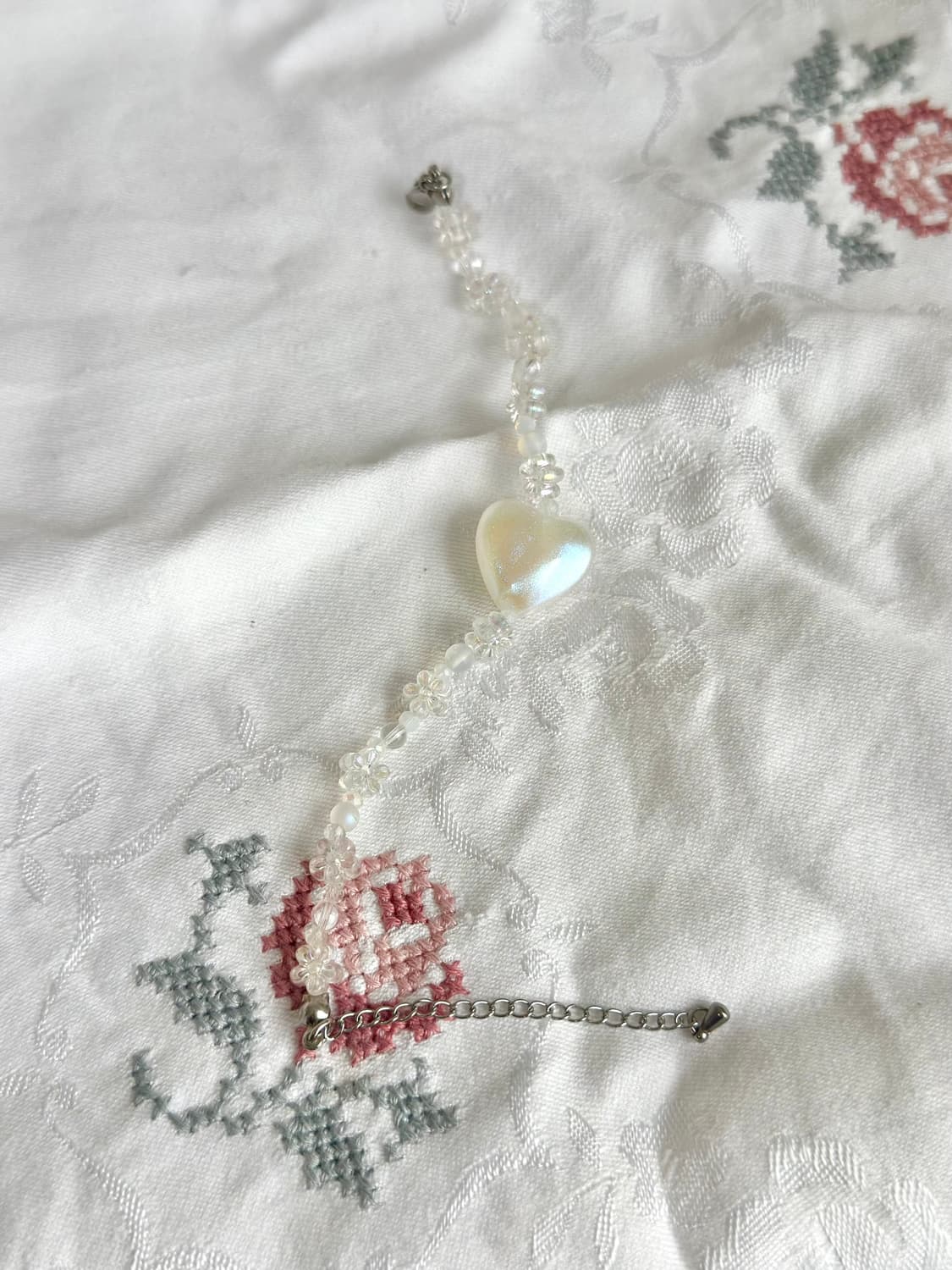 빈티지 하트 펄 비즈 브레이슬렛 상품이미지2