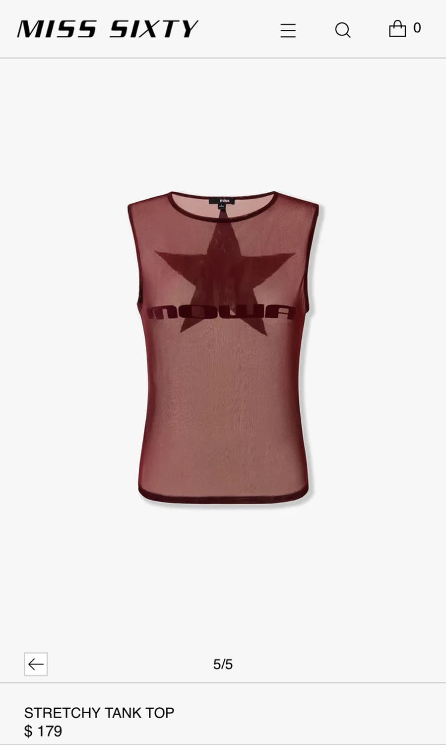 Mowalola x Miss sixty STRETCHY TANK TOP 상품이미지1