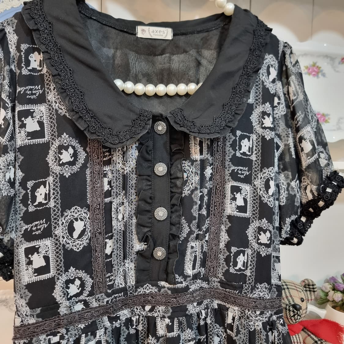 axes femme 블랙 패턴 원피스 상품이미지5