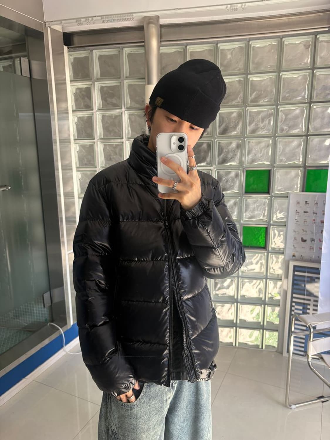 SHINY STAND UP COLLAR DOWN JACKET 상품이미지3