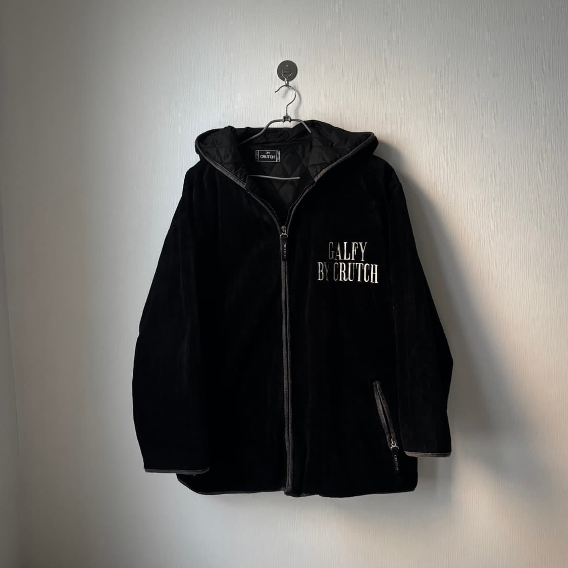 Galfy 빅로고 벨벳 스트라이프 후드집업 점퍼 갸루 펑크 올드스쿨 상품이미지2